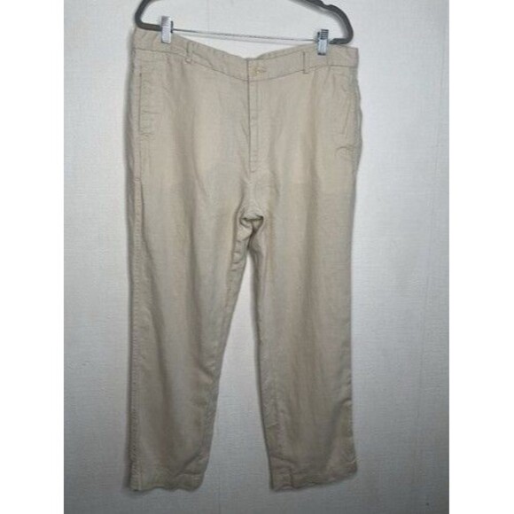 Island Importer 100% Linen Straight Leg Casual Riviera Pants Men Size 36 Ivory - Picture 6 of 8